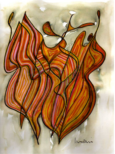 Encre de chine de couleur sur papier