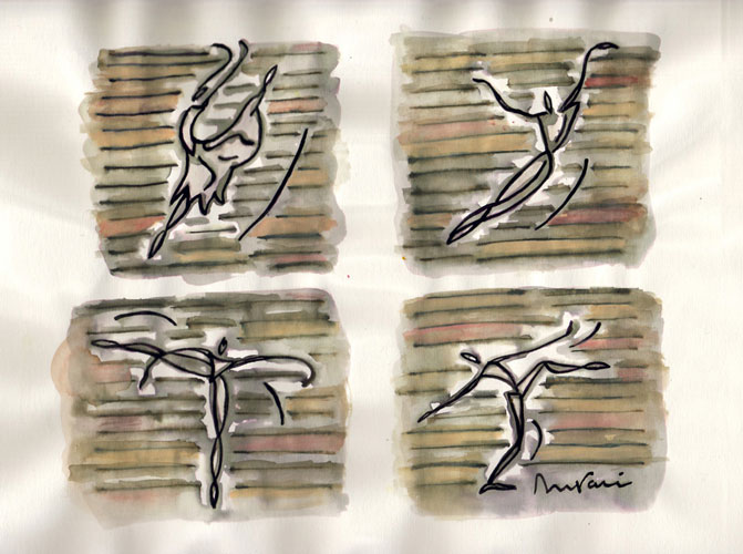 Encre de chine de couleur sur papier