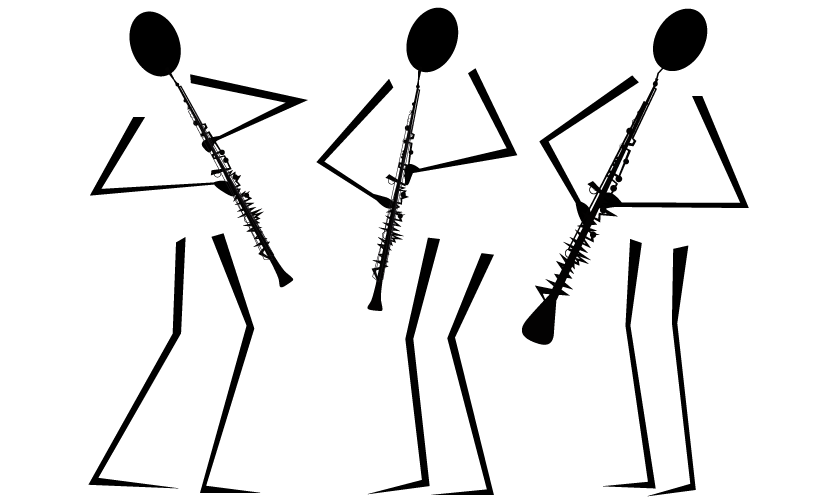 Personnages musiciens noir et blanc