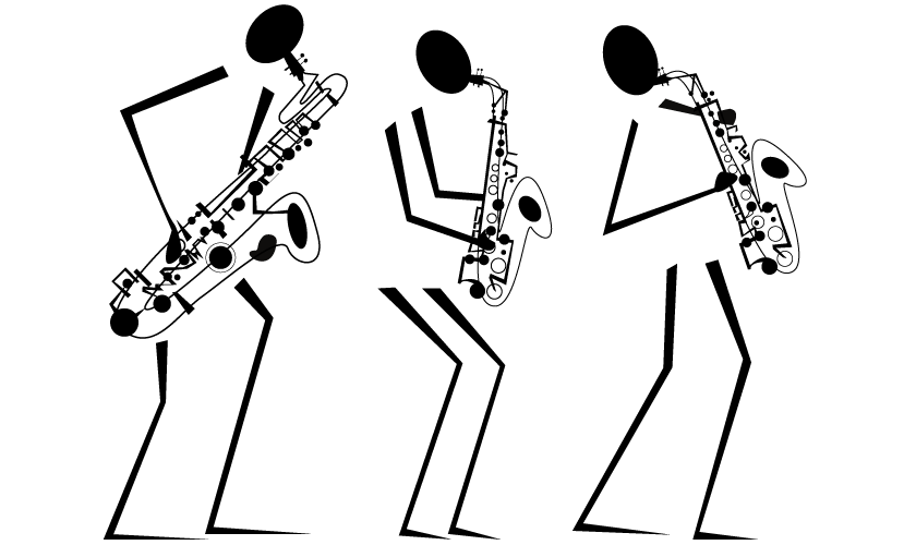 Personnages musiciens noir et blanc