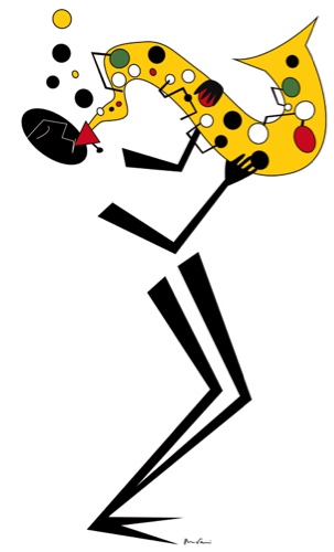 Personnage joueur de sax