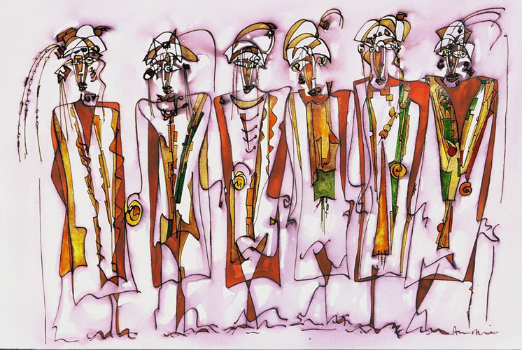 Encre de chine de couleur sur papier