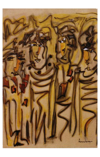 Encre de chine de couleur sur bois